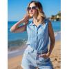 imageZeagoo Womens Sleeveless Button Down Shirts V Neck Solid Tank Tops Basic Loose Blouses Casual Office ShirtsLight Blue