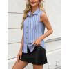 imageZeagoo Womens Sleeveless Button Down Shirts V Neck Solid Tank Tops Basic Loose Blouses Casual Office ShirtsLight Blue Stripetw310