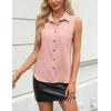 imageZeagoo Womens Sleeveless Button Down Shirts V Neck Solid Tank Tops Basic Loose Blouses Casual Office ShirtsPink
