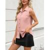 imageZeagoo Womens Sleeveless Button Down Shirts V Neck Solid Tank Tops Basic Loose Blouses Casual Office ShirtsPink