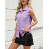 imageZeagoo Womens Sleeveless Button Down Shirts V Neck Solid Tank Tops Basic Loose Blouses Casual Office ShirtsPurple