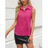 imageZeagoo Womens Sleeveless Button Down Shirts V Neck Solid Tank Tops Basic Loose Blouses Casual Office ShirtsRose Red