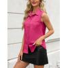 imageZeagoo Womens Sleeveless Button Down Shirts V Neck Solid Tank Tops Basic Loose Blouses Casual Office ShirtsRose Red