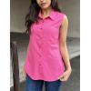 imageZeagoo Womens Sleeveless Button Down Shirts V Neck Solid Tank Tops Basic Loose Blouses Casual Office ShirtsRose Red