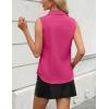 imageZeagoo Womens Sleeveless Button Down Shirts V Neck Solid Tank Tops Basic Loose Blouses Casual Office ShirtsRose Red