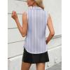 imageZeagoo Womens Sleeveless Button Down Shirts V Neck Solid Tank Tops Basic Loose Blouses Casual Office ShirtsStripetw220