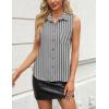 imageZeagoo Womens Sleeveless Button Down Shirts V Neck Solid Tank Tops Basic Loose Blouses Casual Office ShirtsStripetw222