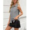 imageZeagoo Womens Sleeveless Button Down Shirts V Neck Solid Tank Tops Basic Loose Blouses Casual Office ShirtsStripetw222