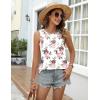 imageZeagoo Womens Tank Tops 2025 Loose Fit High Neck Summer Top Dressy Casual Sleeveless Shirts with Pocket1floral White