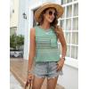 imageZeagoo Womens Tank Tops 2025 Loose Fit High Neck Summer Top Dressy Casual Sleeveless Shirts with Pocket1stripe Green
