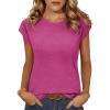 imageZeagoo Womens 3 Pack Crewneck Cap Sleeve Tank Tops Casual Basic T Shirts Loose Fit Tee Summer Tops 20252rose Red