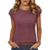 imageZeagoo Womens 3 Pack Crewneck Cap Sleeve Tank Tops Casual Basic T Shirts Loose Fit Tee Summer Tops 20252winered
