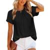 imageZeagoo Womens Casual Swiss Dot Chiffon Summer Tops Round Neck Blouse Shirts Short Sleeve Work Office Loose ShirtBlack