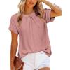 imageZeagoo Womens Casual Swiss Dot Chiffon Summer Tops Round Neck Blouse Shirts Short Sleeve Work Office Loose ShirtPink
