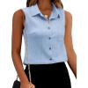imageZeagoo Womens Sleeveless Button Down Shirts V Neck Solid Tank Tops Basic Loose Blouses Casual Office ShirtsLight Blue