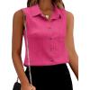 imageZeagoo Womens Sleeveless Button Down Shirts V Neck Solid Tank Tops Basic Loose Blouses Casual Office ShirtsRose Red