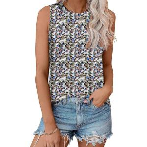 imageZeagoo Sleeveless Tops for Women High Neck Flowy Clothes Summer Tops for Women 2025Black Pink Flowerral