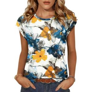 imageZeagoo Womens 3 Pack Crewneck Cap Sleeve Tank Tops Casual Basic T Shirts Loose Fit Tee Summer Tops 20251floral Tye Dye