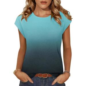 imageZeagoo Womens 3 Pack Crewneck Cap Sleeve Tank Tops Casual Basic T Shirts Loose Fit Tee Summer Tops 20251ombre Blue