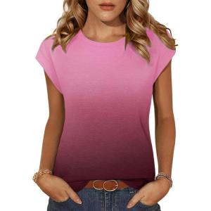 imageZeagoo Womens 3 Pack Crewneck Cap Sleeve Tank Tops Casual Basic T Shirts Loose Fit Tee Summer Tops 20251ombre Pink