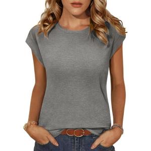 imageZeagoo Womens 3 Pack Crewneck Cap Sleeve Tank Tops Casual Basic T Shirts Loose Fit Tee Summer Tops 20252lightgrey