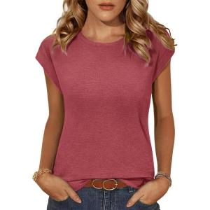 imageZeagoo Womens 3 Pack Crewneck Cap Sleeve Tank Tops Casual Basic T Shirts Loose Fit Tee Summer Tops 20252red