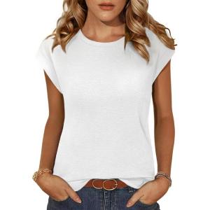 imageZeagoo Womens 3 Pack Crewneck Cap Sleeve Tank Tops Casual Basic T Shirts Loose Fit Tee Summer Tops 20252white
