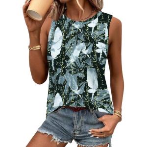 imageZeagoo Womens Tank Tops 2025 Loose Fit High Neck Summer Top Dressy Casual Sleeveless Shirts with Pocket1feather Navy