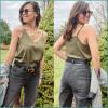 imageZeagoo Camisole Tops for Women VNeck Spaghetti Strap Tank Top Long Sexy Flowy Summer Textured Sleeveless TopsArmy Green