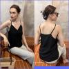imageZeagoo Camisole Tops for Women VNeck Spaghetti Strap Tank Top Long Sexy Flowy Summer Textured Sleeveless TopsBlack