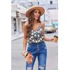 imageZeagoo Camisole Tops for Women VNeck Spaghetti Strap Tank Top Long Sexy Flowy Summer Textured Sleeveless TopsFloral1