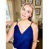 imageZeagoo Camisole Tops for Women VNeck Spaghetti Strap Tank Top Long Sexy Flowy Summer Textured Sleeveless TopsNavy Blue