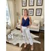 imageZeagoo Camisole Tops for Women VNeck Spaghetti Strap Tank Top Long Sexy Flowy Summer Textured Sleeveless TopsNavy Blue