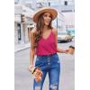imageZeagoo Camisole Tops for Women VNeck Spaghetti Strap Tank Top Long Sexy Flowy Summer Textured Sleeveless TopsRose Red