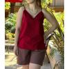 imageZeagoo Camisole Tops for Women VNeck Spaghetti Strap Tank Top Long Sexy Flowy Summer Textured Sleeveless TopsWine Red