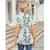 imageZeagoo Womens Short Sleeve Tops Summer Henley VNeck Tshirts Casual Pleated Blouse Dressy Loose Floral Basic TeeBlue Floral