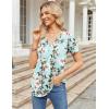 imageZeagoo Womens Short Sleeve Tops Summer Henley VNeck Tshirts Casual Pleated Blouse Dressy Loose Floral Basic TeeBlue Floral