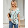 imageZeagoo Womens Short Sleeve Tops Summer Henley VNeck Tshirts Casual Pleated Blouse Dressy Loose Floral Basic TeeBlue Floral
