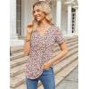 imageZeagoo Womens Short Sleeve Tops Summer Henley VNeck Tshirts Casual Pleated Blouse Dressy Loose Floral Basic TeeBlue Pink Floral