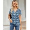 imageZeagoo Womens Short Sleeve Tops Summer Henley VNeck Tshirts Casual Pleated Blouse Dressy Loose Floral Basic TeeBlue Yellow Floral