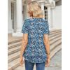 imageZeagoo Womens Short Sleeve Tops Summer Henley VNeck Tshirts Casual Pleated Blouse Dressy Loose Floral Basic TeeBlue Yellow Floral