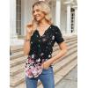 imageZeagoo Womens Short Sleeve Tops Summer Henley VNeck Tshirts Casual Pleated Blouse Dressy Loose Floral Basic TeeGradient Flowersblack and Pink