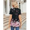 imageZeagoo Womens Short Sleeve Tops Summer Henley VNeck Tshirts Casual Pleated Blouse Dressy Loose Floral Basic TeeGradient Flowersblack and Pink