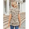 imageZeagoo Womens Short Sleeve Tops Summer Henley VNeck Tshirts Casual Pleated Blouse Dressy Loose Floral Basic TeeLight Coffee Floral