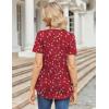 imageZeagoo Womens Short Sleeve Tops Summer Henley VNeck Tshirts Casual Pleated Blouse Dressy Loose Floral Basic TeeRed Floral