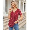 imageZeagoo Womens Short Sleeve Tops Summer Henley VNeck Tshirts Casual Pleated Blouse Dressy Loose Floral Basic TeeRed Floral
