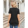 imageZeagoo Womens Short Sleeve Tops Summer Henley VNeck Tshirts Casual Pleated Blouse Dressy Loose Floral Basic TeeSolid Black