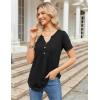 imageZeagoo Womens Short Sleeve Tops Summer Henley VNeck Tshirts Casual Pleated Blouse Dressy Loose Floral Basic TeeSolid Black