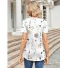 imageZeagoo Womens Short Sleeve Tops Summer Henley VNeck Tshirts Casual Pleated Blouse Dressy Loose Floral Basic TeeWhite Floral