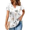 imageZeagoo Womens Short Sleeve Tops Summer Henley VNeck Tshirts Casual Pleated Blouse Dressy Loose Floral Basic TeeWhite Floral